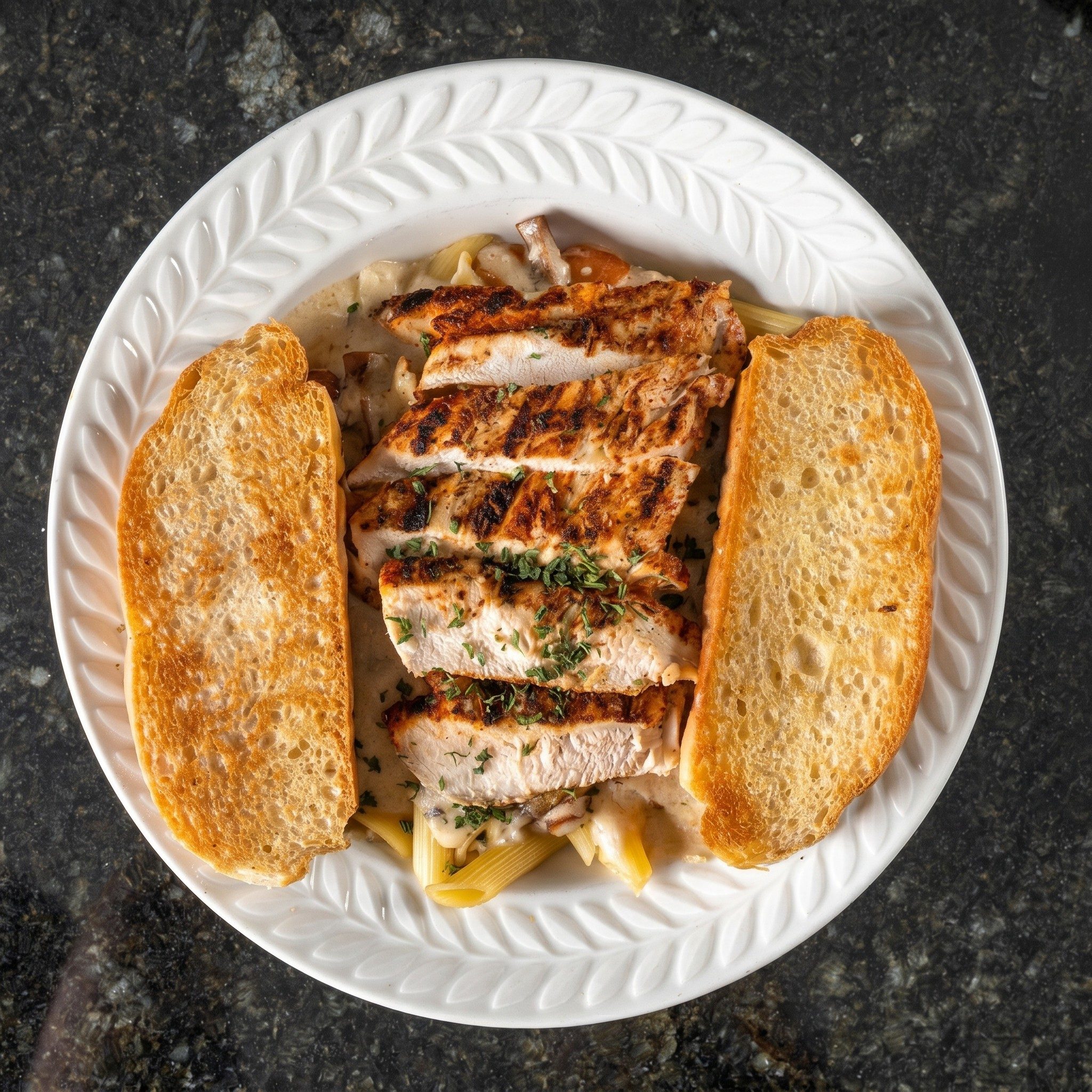 Blackened Chicken Alfredo.